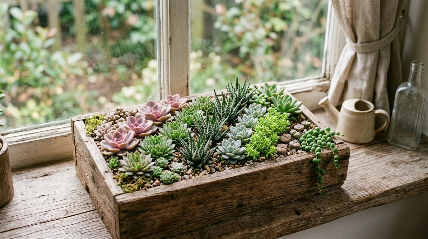 Stone-Topped Succulent Container